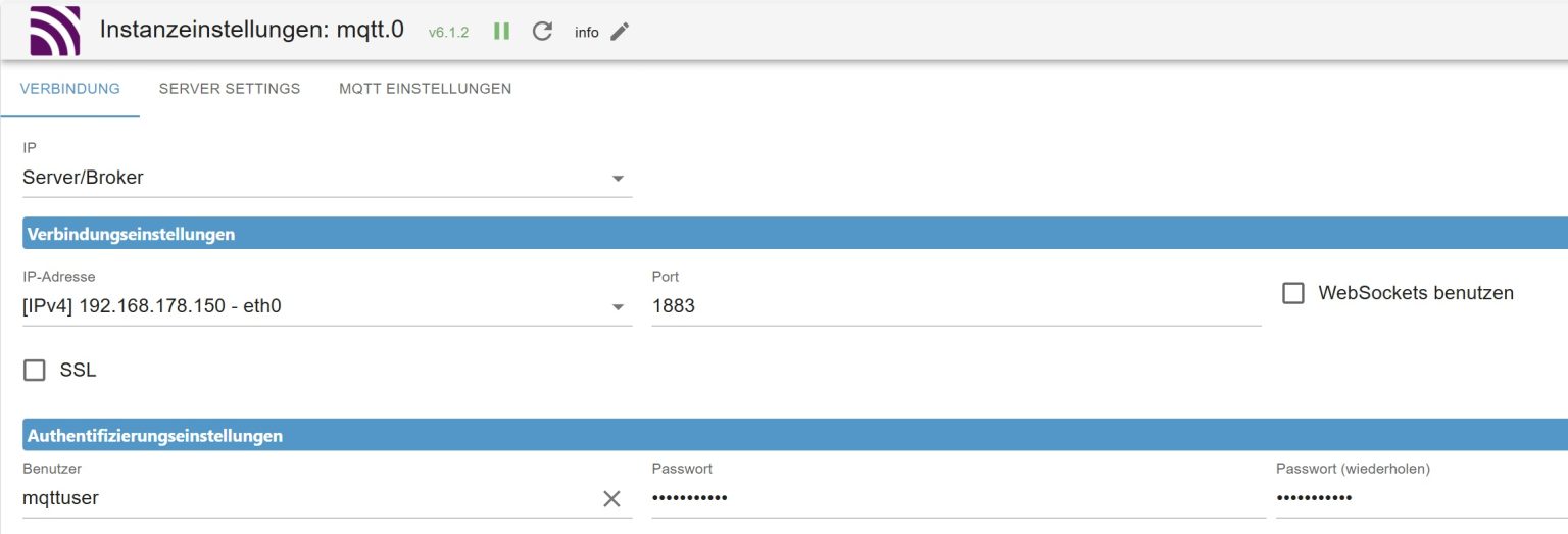 ioBroker MQTT Settings